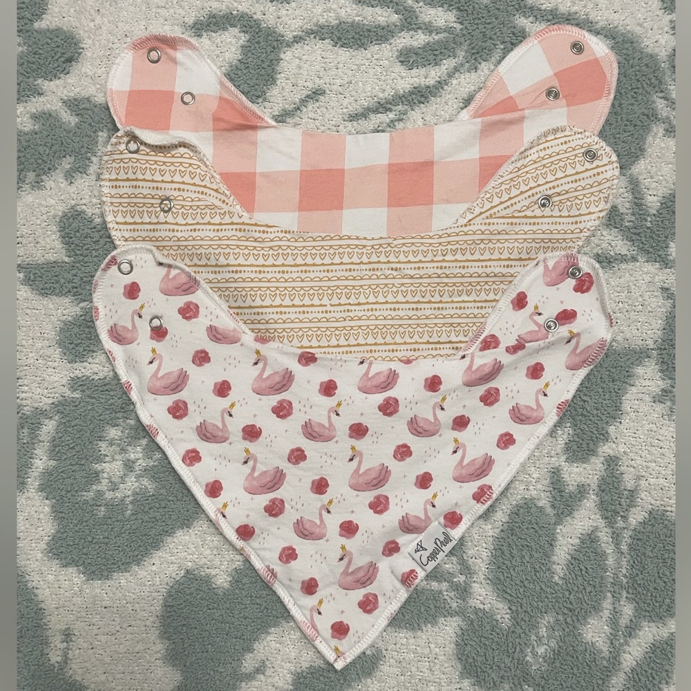 ❤️ Baby Copper Pearl Girl Boy Unisex Bandana Bibs🦩🦩🦩